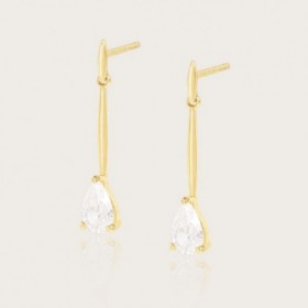 Paire de boucles d'oreilles Or jaune 9 carats, Ligne PIA, Oxyde de Zirconium