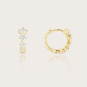 Paire de Boucles d'oreilles Or jaune 9 carats, Collection PIA, Oxyde de Zirconium